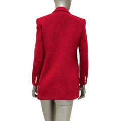 Saint Laurent Red Tweed Double Breasted Blazer Sz 40