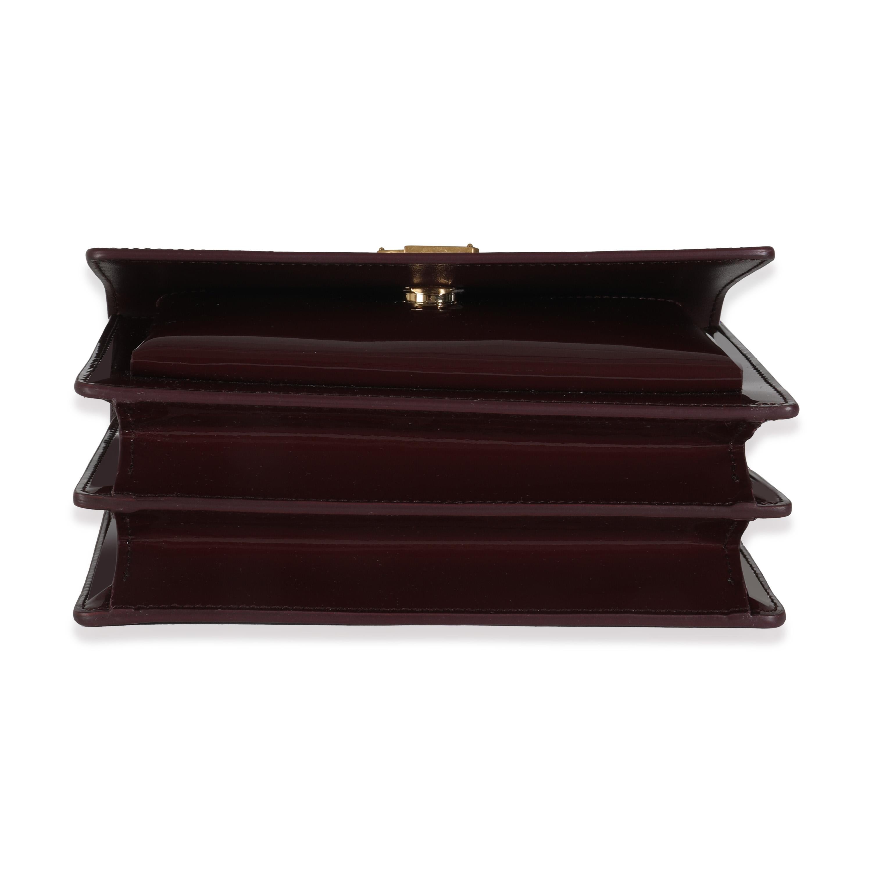 Saint Laurent Red Wine Patent Monogram Small Sunset Bag For Sale 3