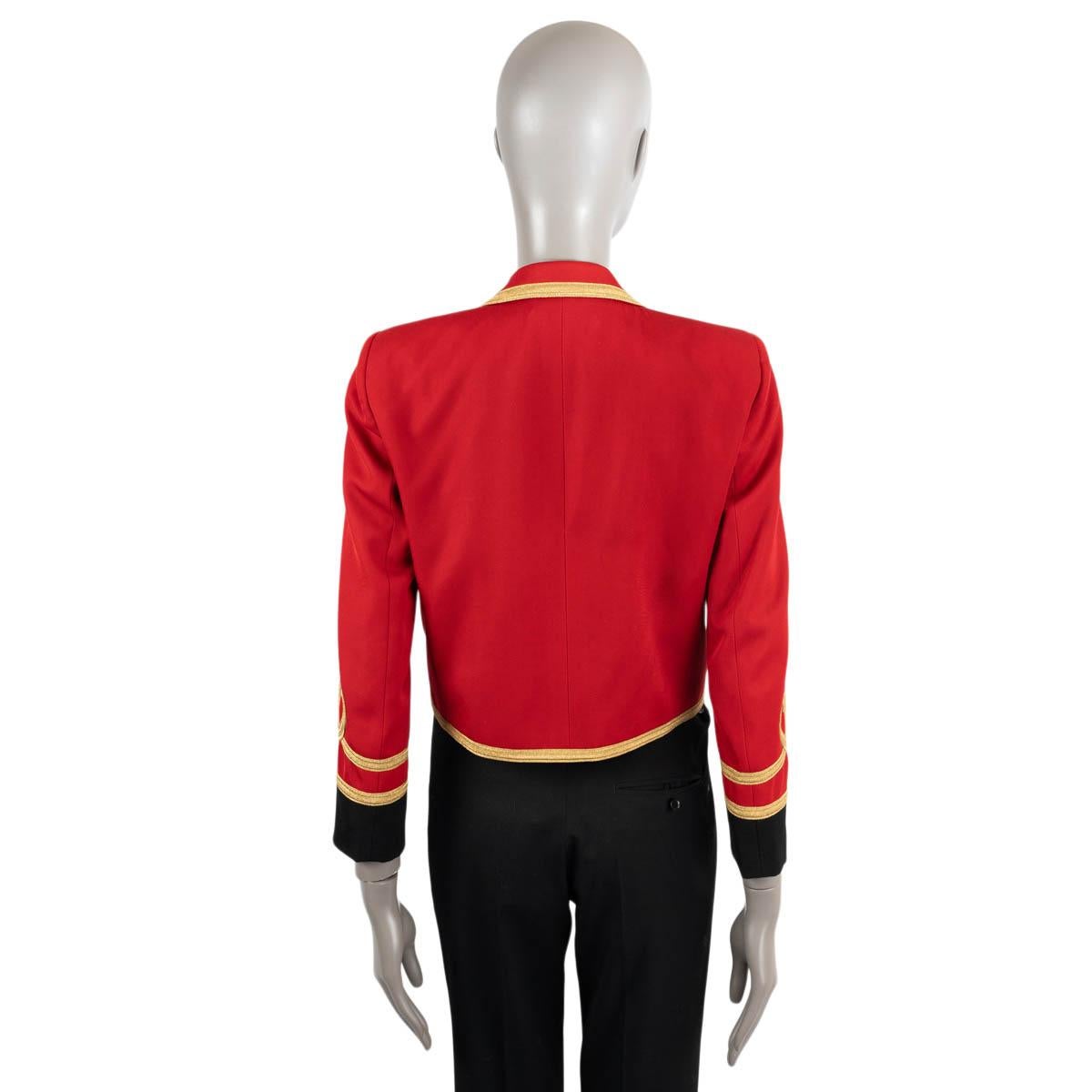 Women's SAINT LAURENT red wool 2015 SPENCER MILITARY Jacket 40 M For Sale