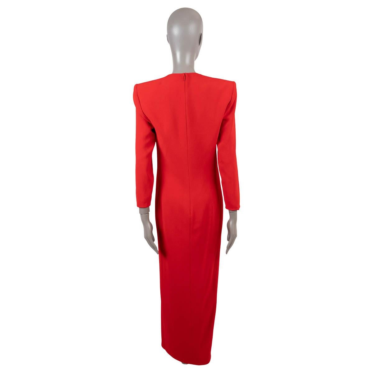 SAINT LAURENT red wool 2022 DEEP V GOWN MAXI Dress 38 S In Excellent Condition For Sale In Zürich, CH