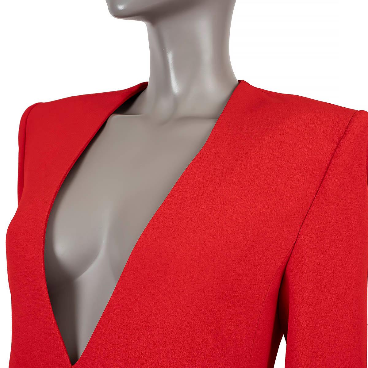 Women's SAINT LAURENT red wool 2022 DEEP V GOWN MAXI Dress 38 S For Sale