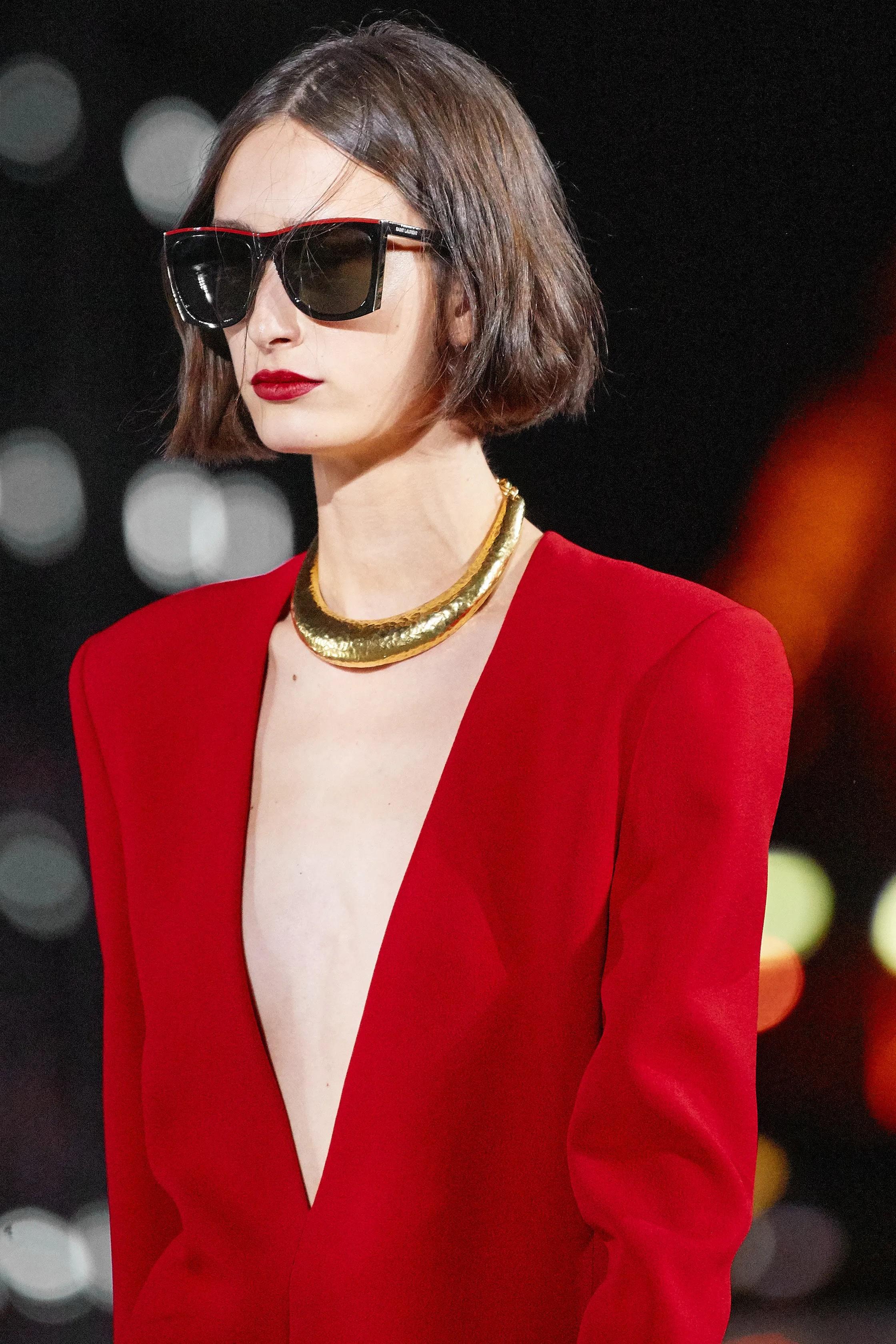 SAINT LAURENT red wool 2022 DEEP V GOWN MAXI Dress 38 S For Sale 3