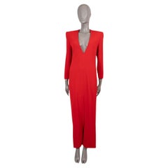 SAINT LAURENT Rotes DEEP V-Kleid MAXI aus Wolle 2022 DEEP V-Kleid 38 S