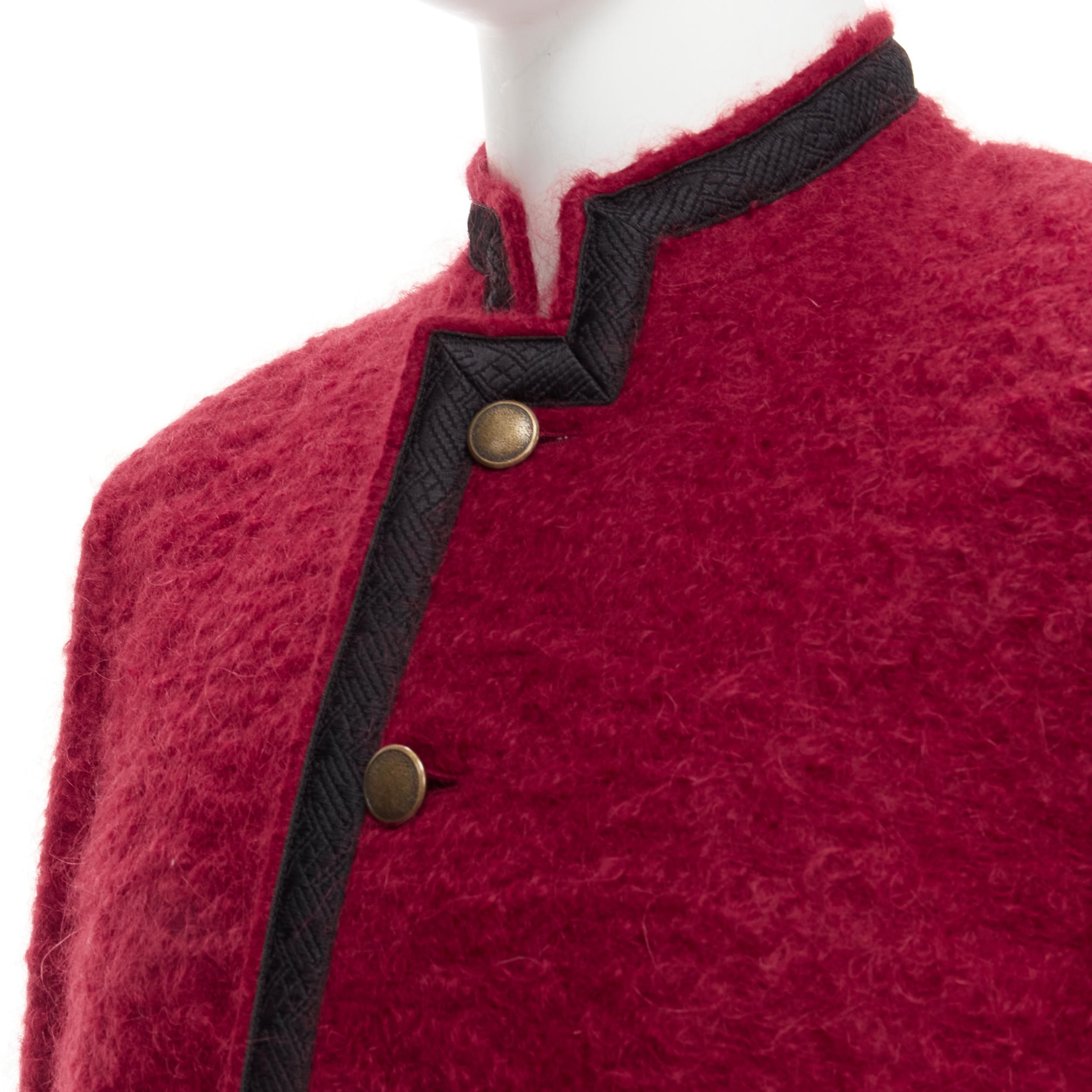 SAINT LAURENT red wool mohair antique buttons military jacket coat EU52 XL
Reference: CNLE/A00188
Brand: Saint Laurent
Designer: Anthony Vaccarello
Material: Virgin Wool, Mohair
Color: Red, Black
Pattern: Solid
Closure: Button
Lining: Fabric
Extra