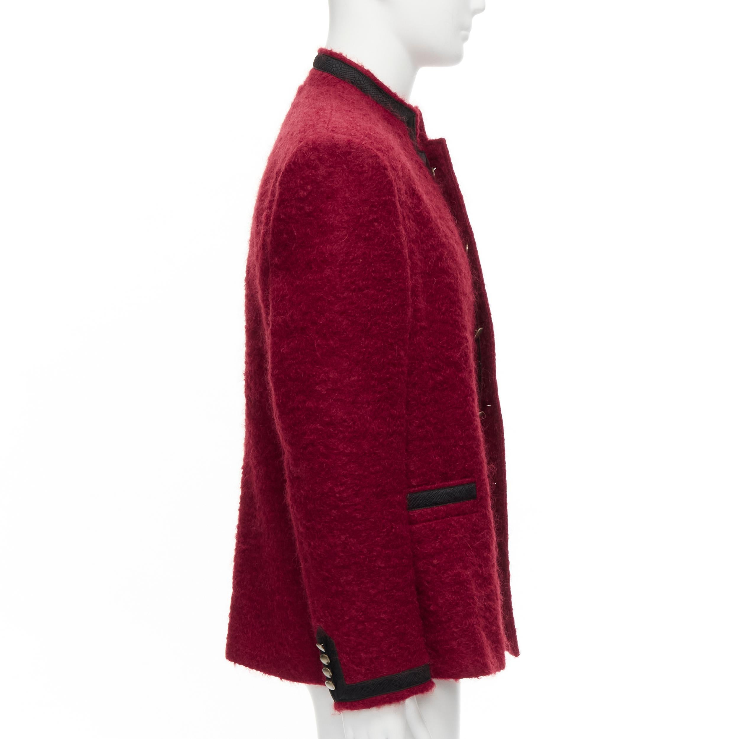 SAINT LAURENT red wool mohair antique buttons military jacket coat EU52 XL 1