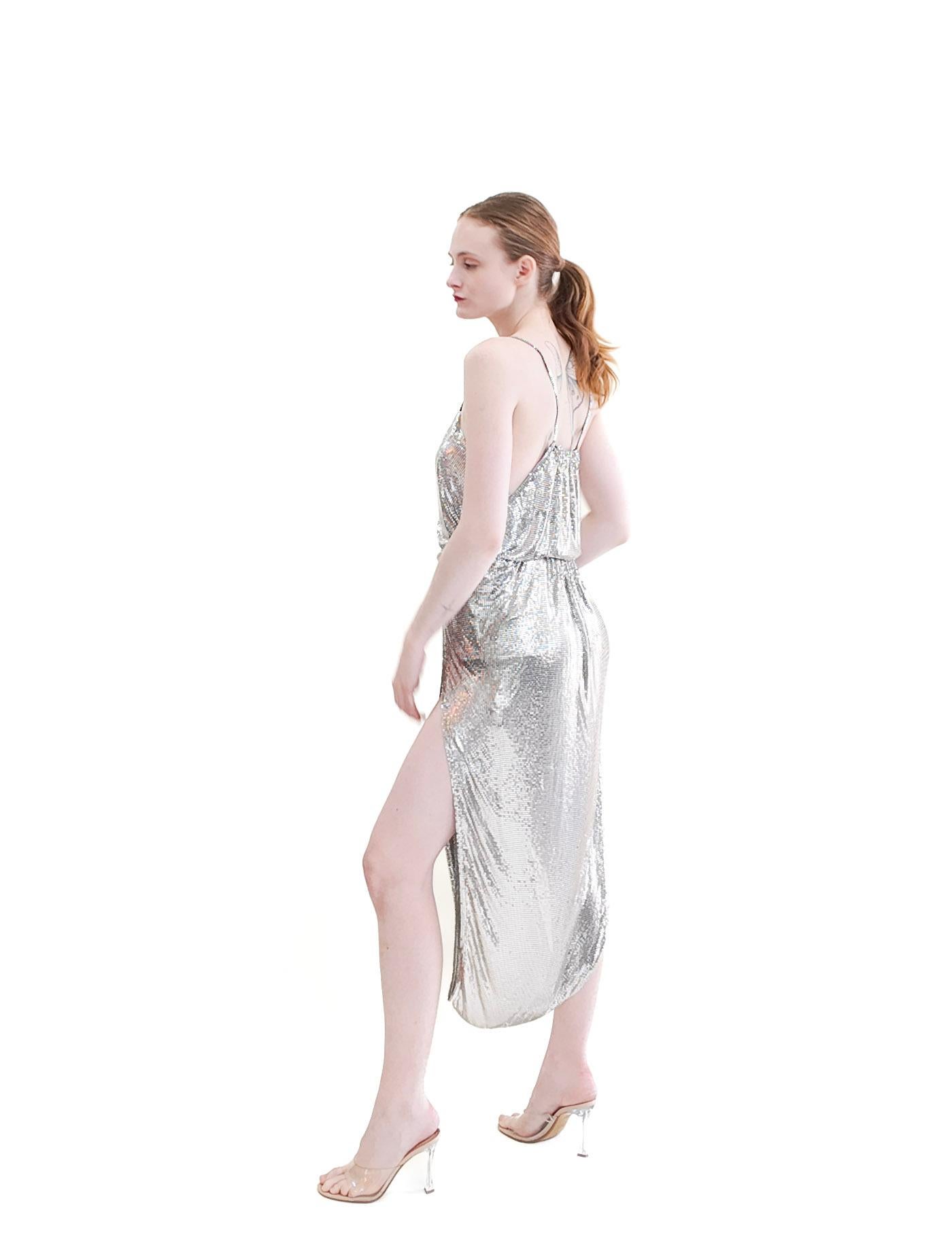 Beige Saint Laurent Tuta in maglia argentata Resort 2020 in vendita