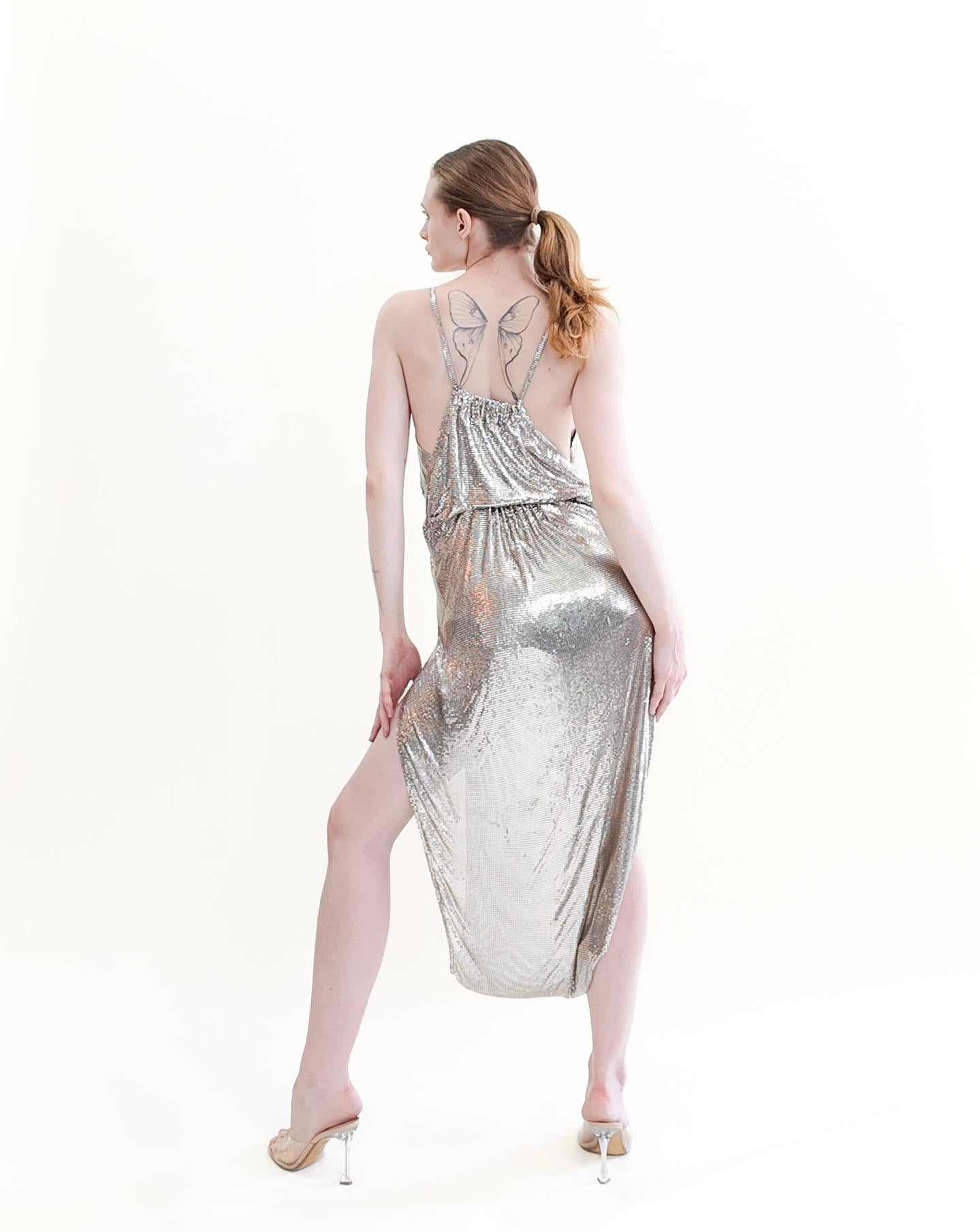 Saint Laurent Tuta in maglia argentata Resort 2020 in vendita 1