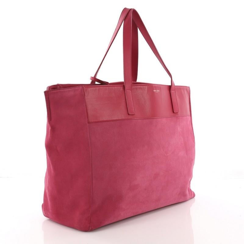 Pink Saint Laurent Reversible East West Shopper Tote Leather