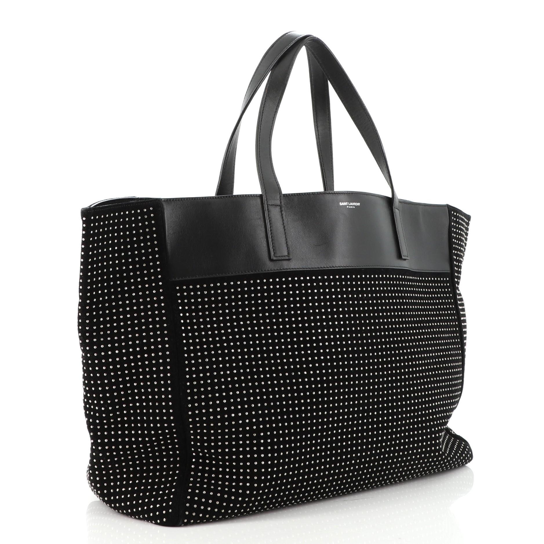 Saint Laurent Reversible East West Shopper Tote Studded Leather and Suede In Good Condition In NY, NY