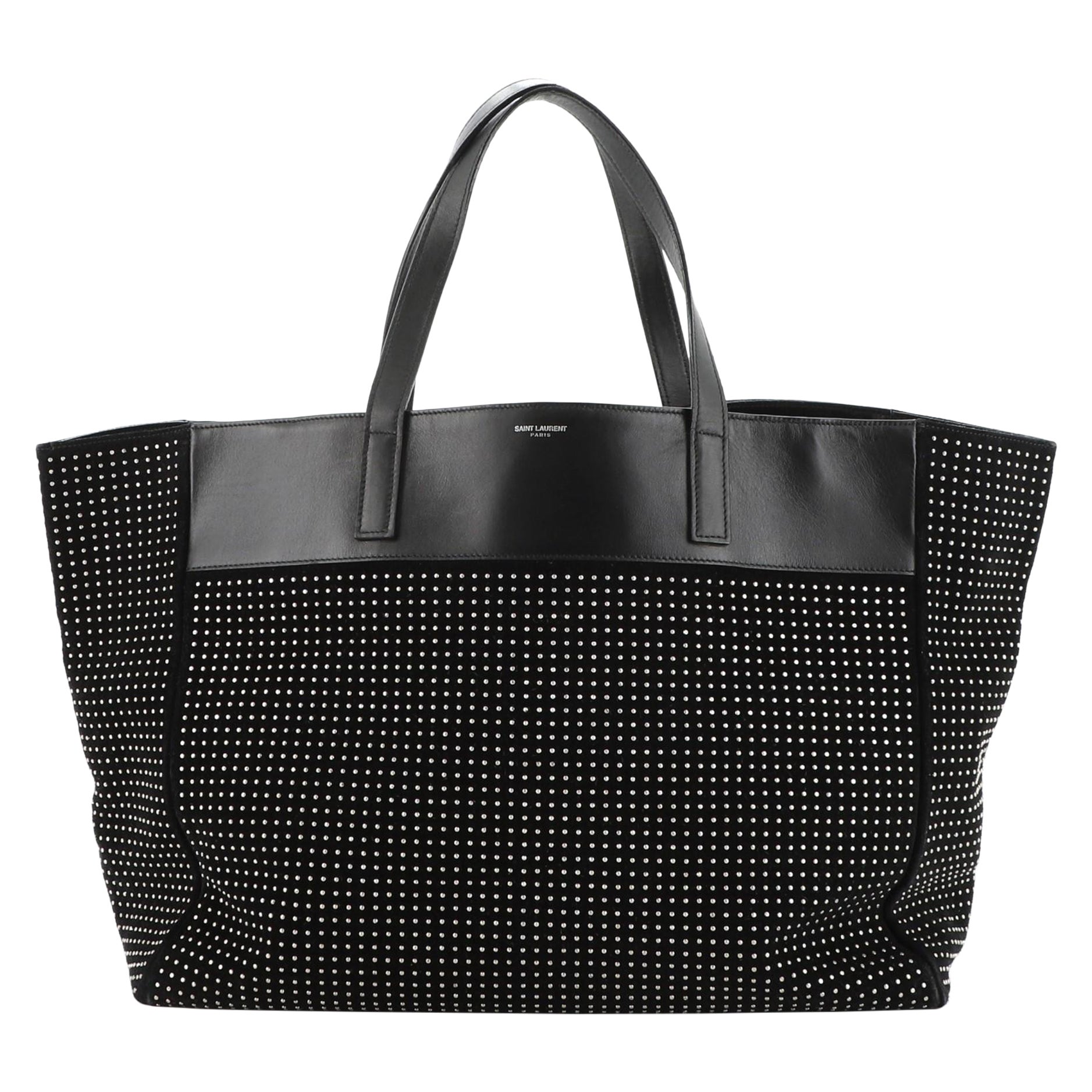 Saint Laurent Reversible East West Shopper Tote Studded Leather and Suede