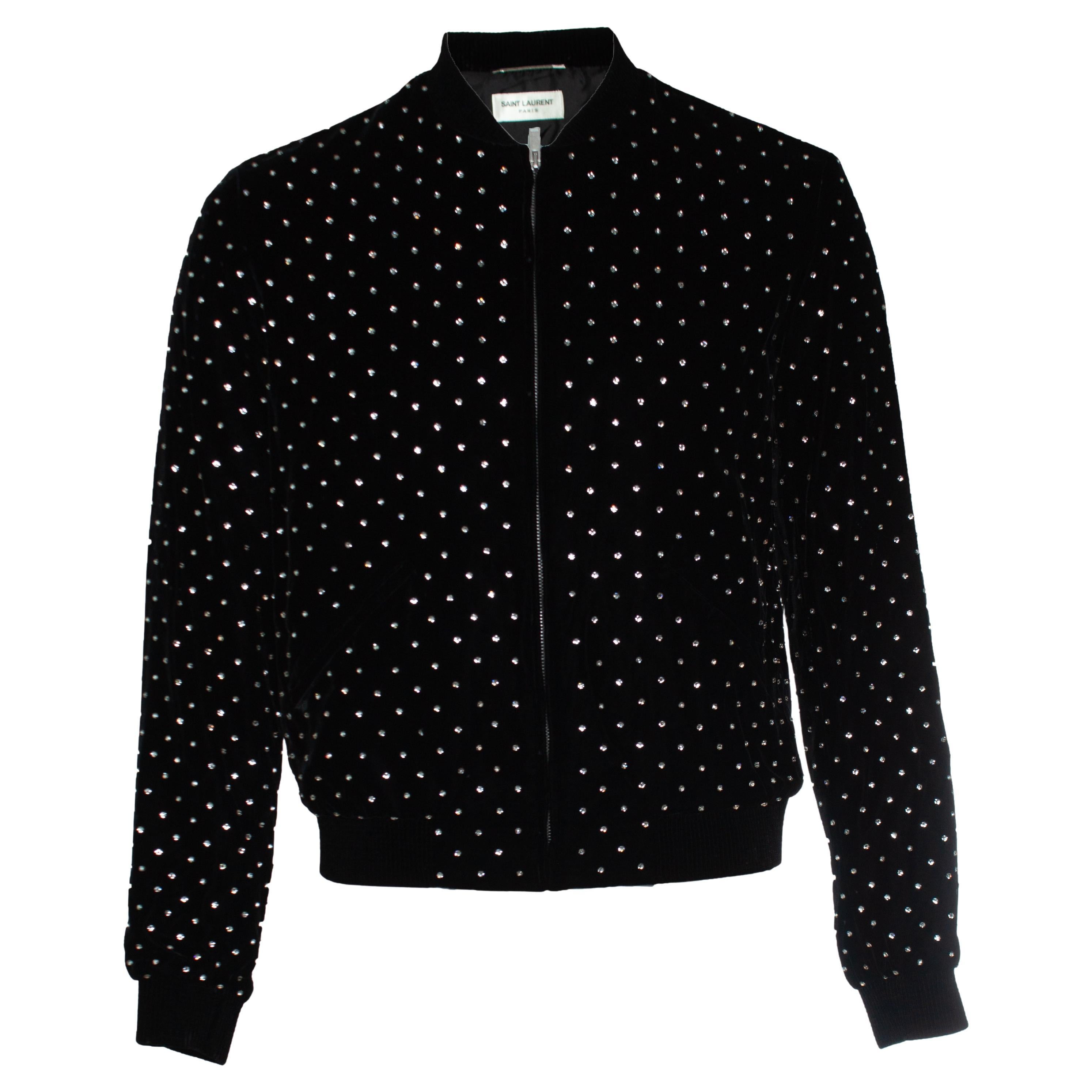 Saint Laurent, Rhinestone embellished velvet bomber