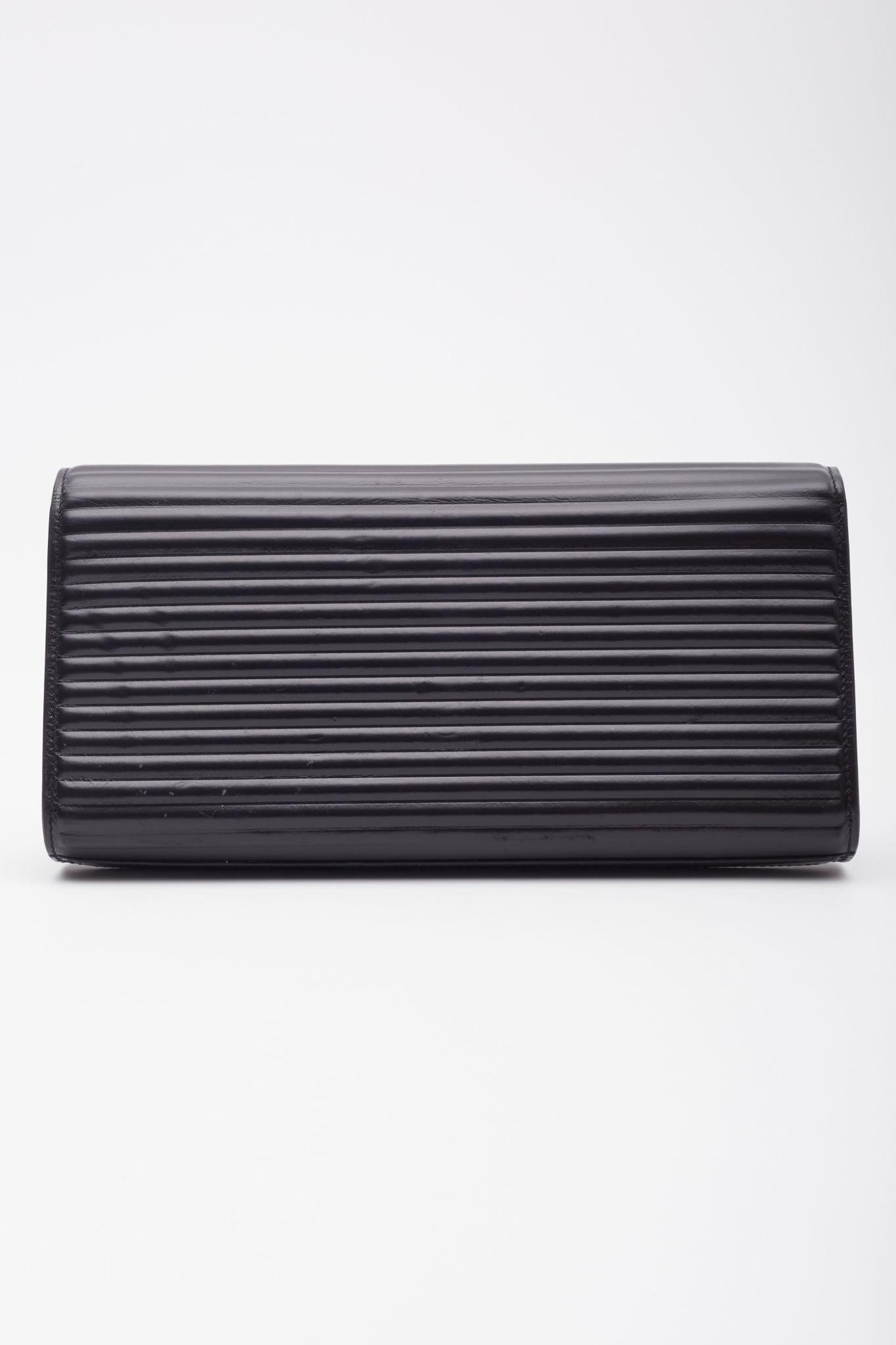 Women's Saint Laurent Ribbed Calfskin Opium Monogram Clutch Black For Sale