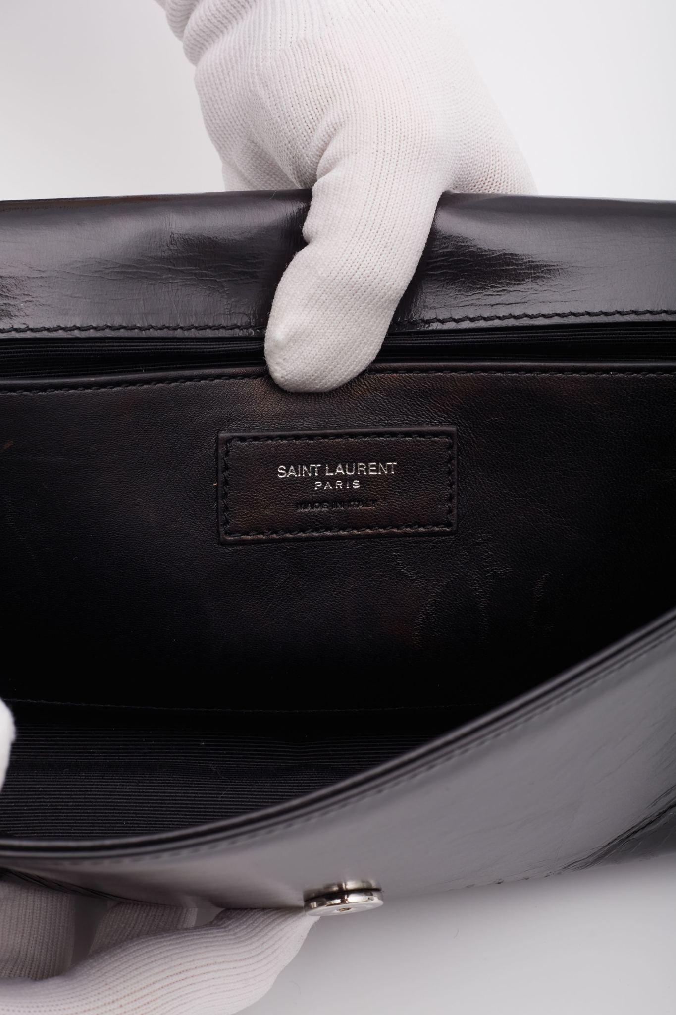 Saint Laurent Ribbed Calfskin Opium Monogram Clutch Black For Sale 5