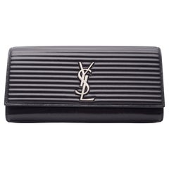 Saint Laurent Ribbed Calfskin Opium Monogram Clutch Black