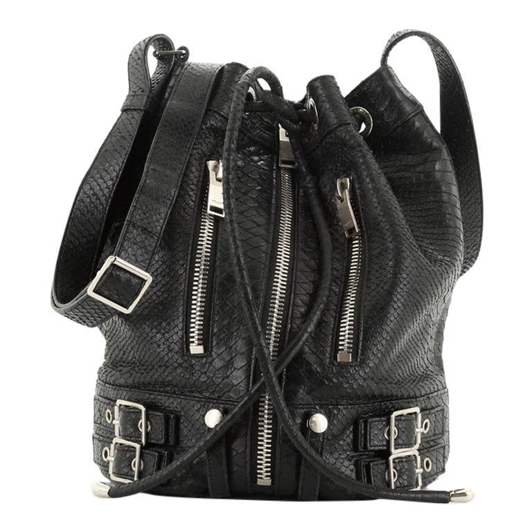 Saint Laurent Rider Bucket Bag Python Embossed Leather Medium For Sale at 1stdibs