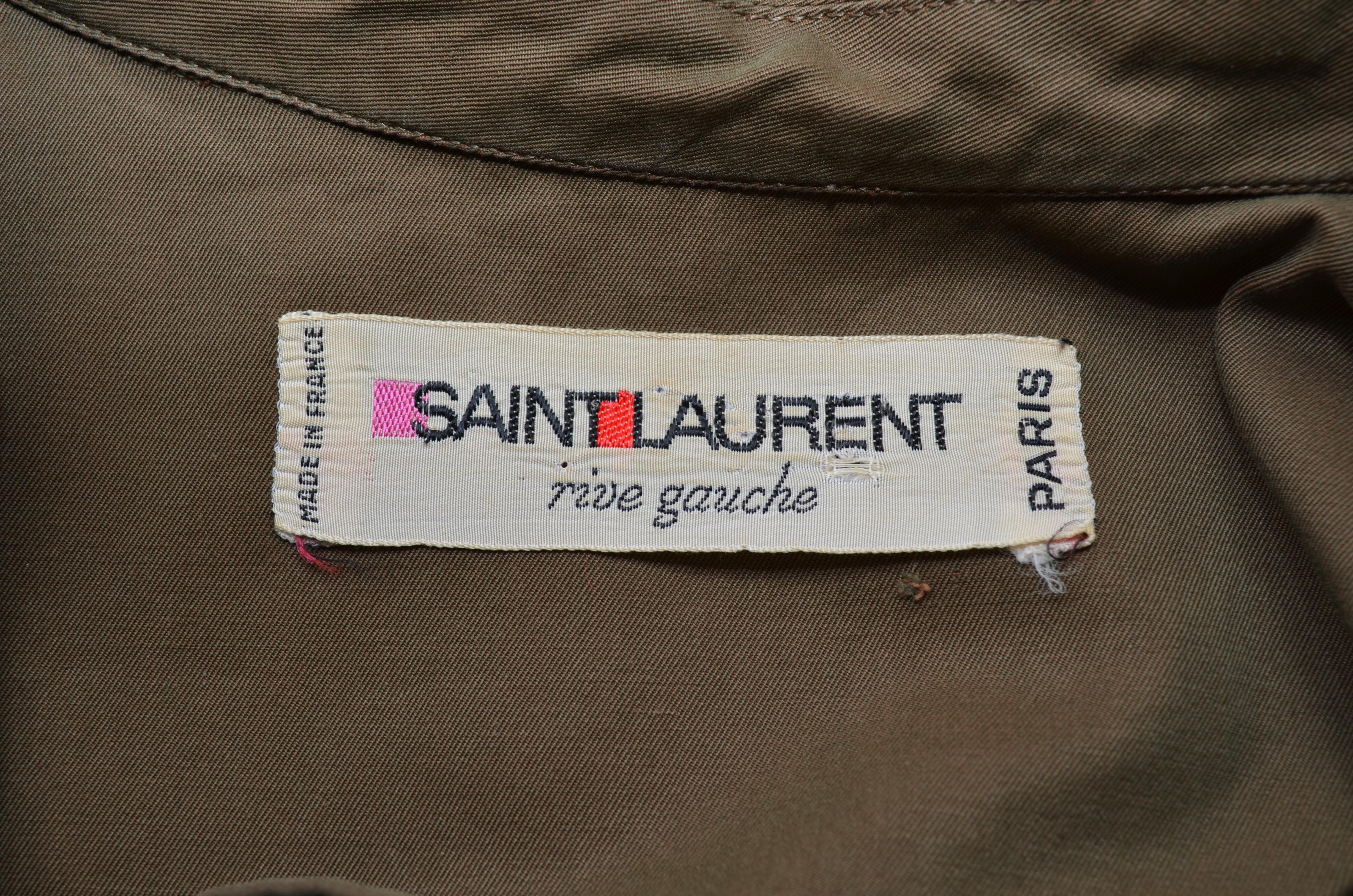Brown Saint Laurent Rive Gauche Iconic Saharienne Safari Tunic C. 1968