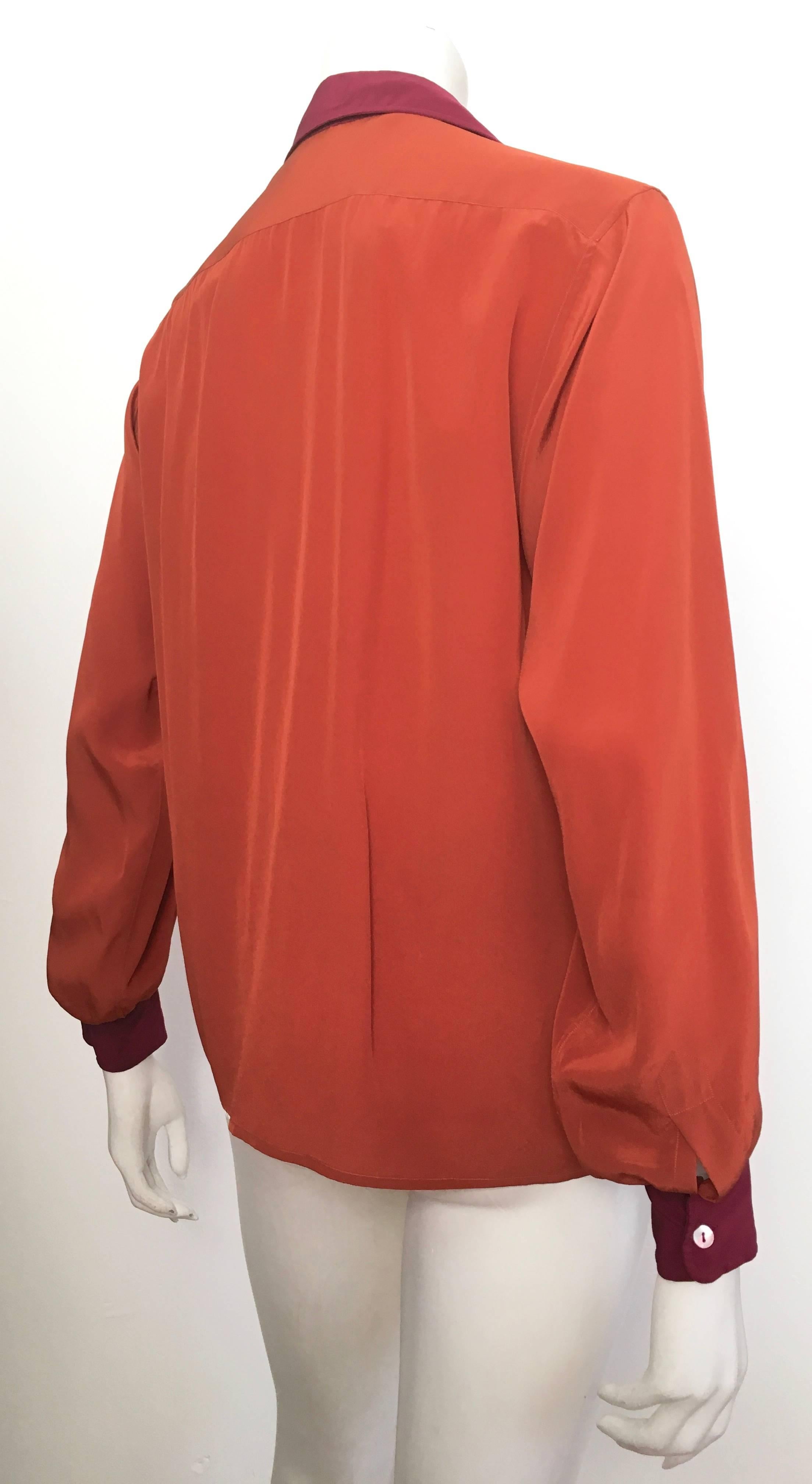 Women's or Men's Saint Laurent Rive Gauche 1970s Silk Blouse size 4. For Sale
