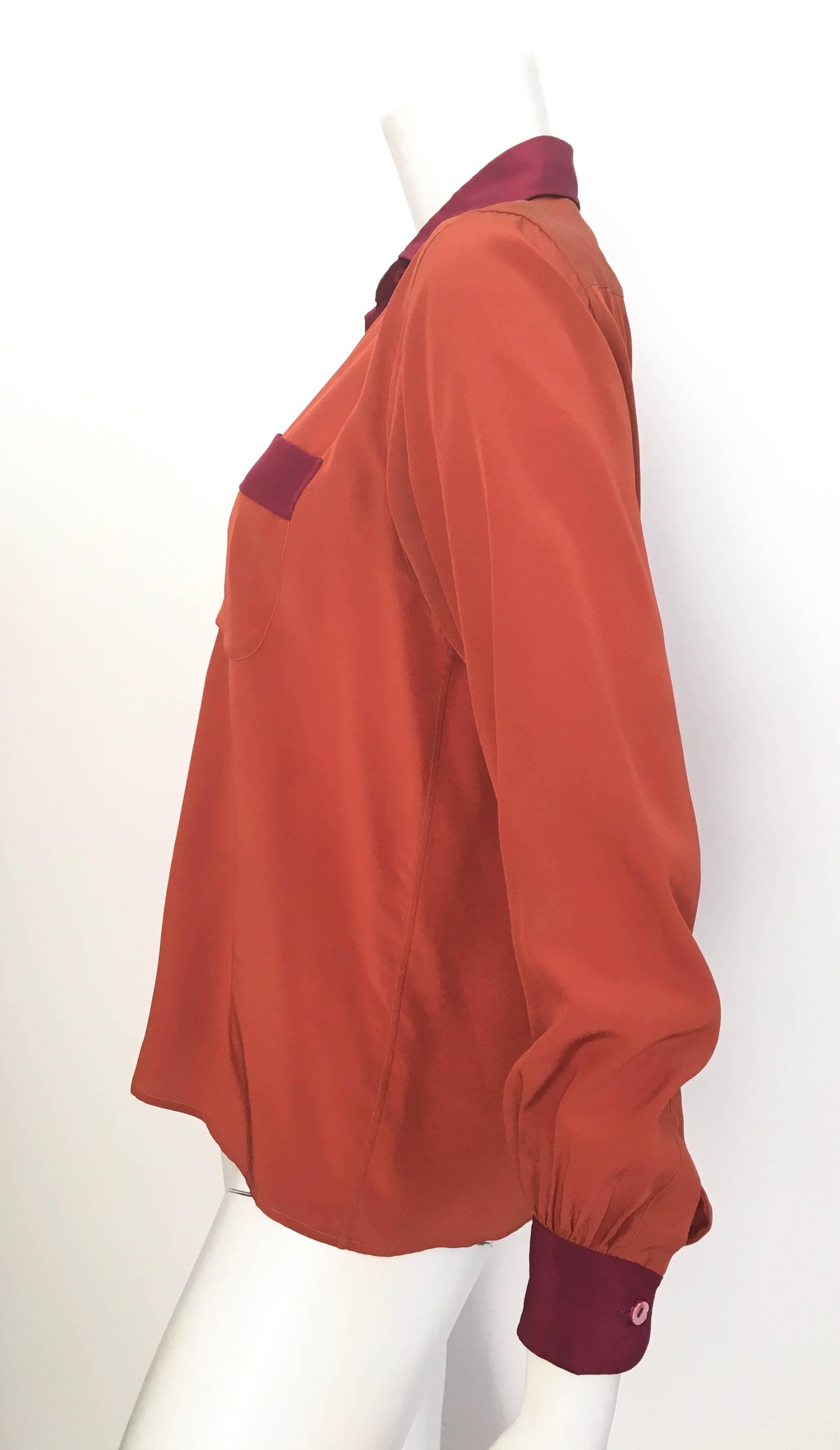 Saint Laurent Rive Gauche 1970s Silk Blouse size 4. For Sale 1