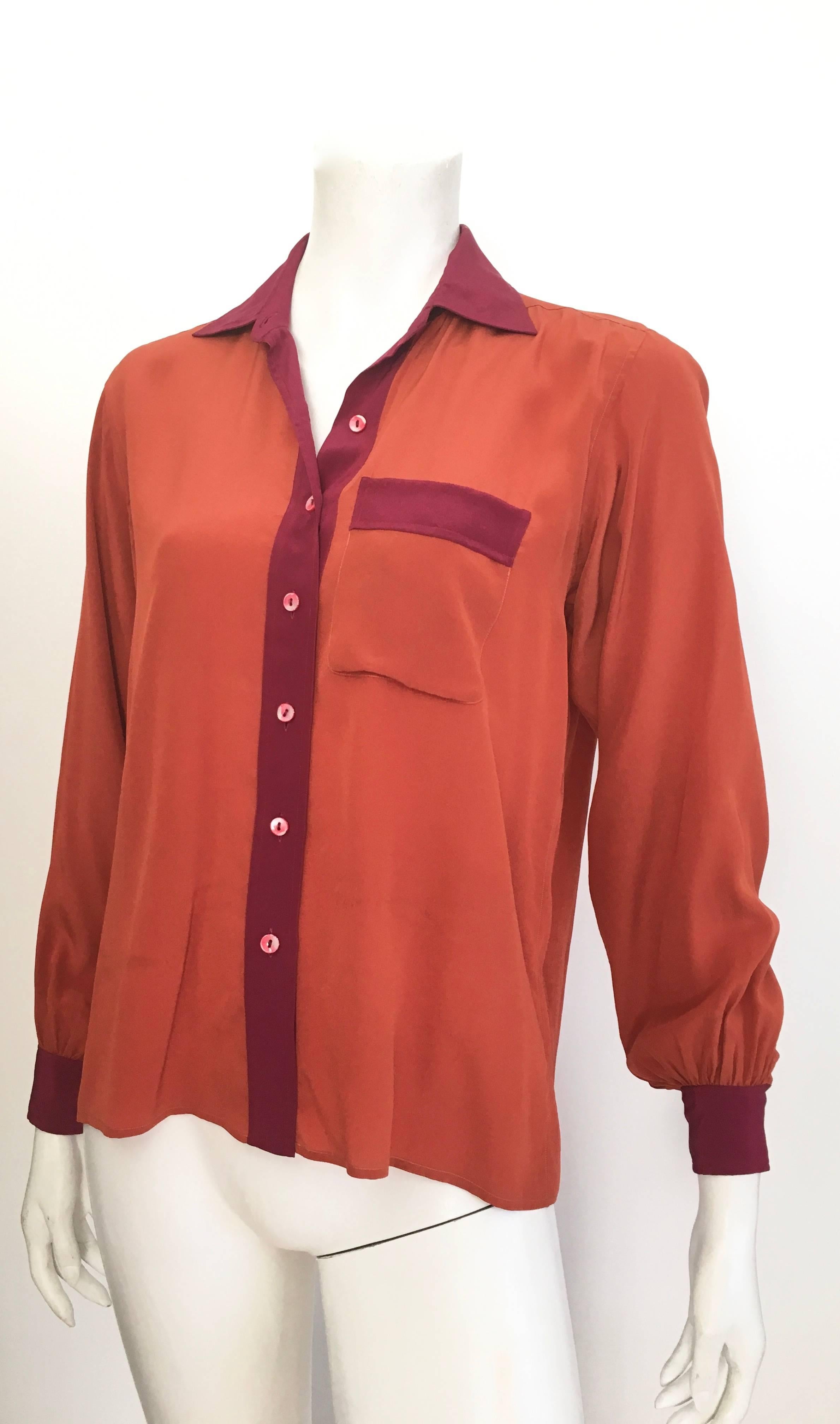 Saint Laurent Rive Gauche 1970s Silk Blouse size 4. For Sale 2