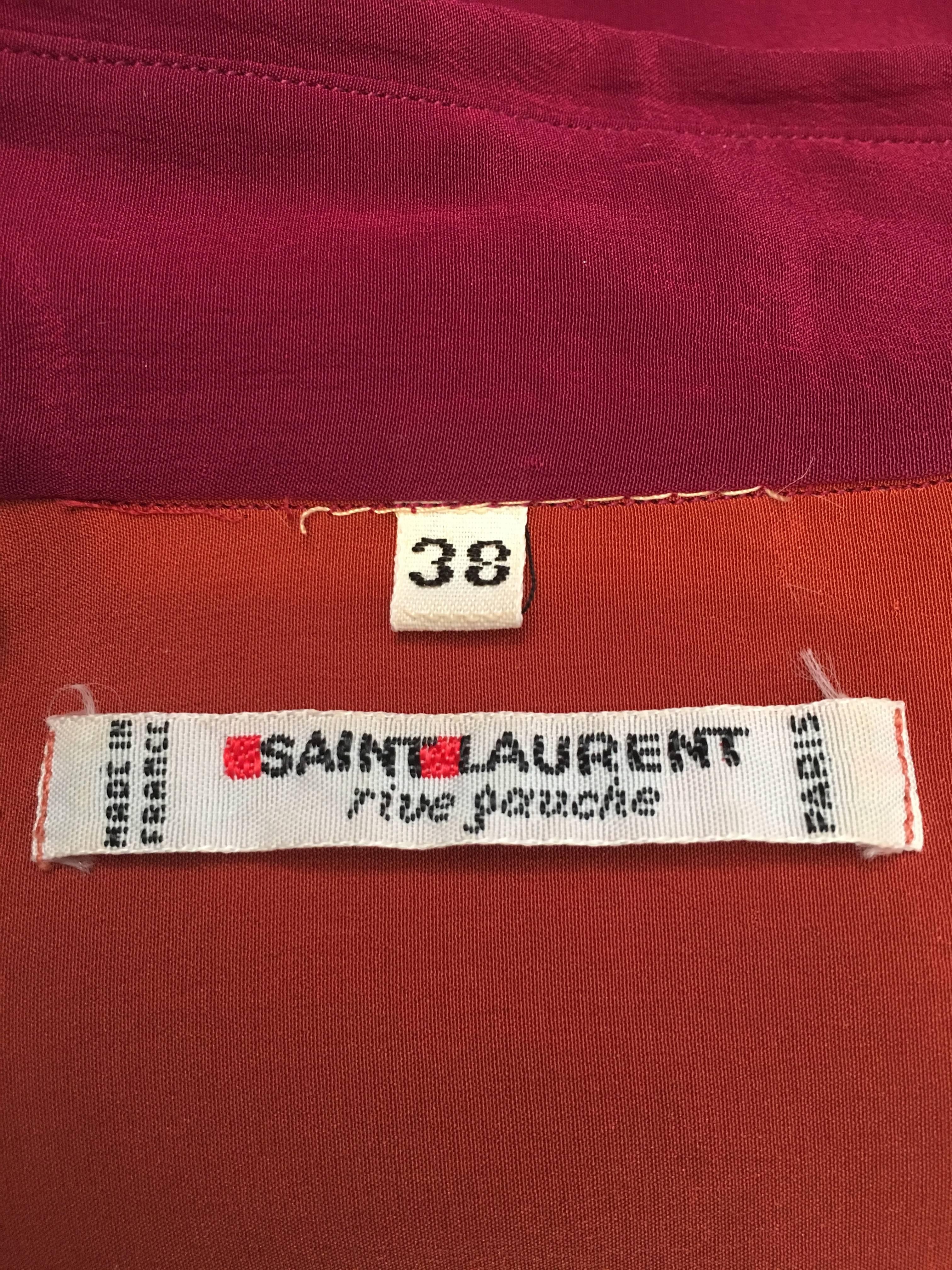 Saint Laurent Rive Gauche 1970s Silk Blouse size 4. For Sale 4