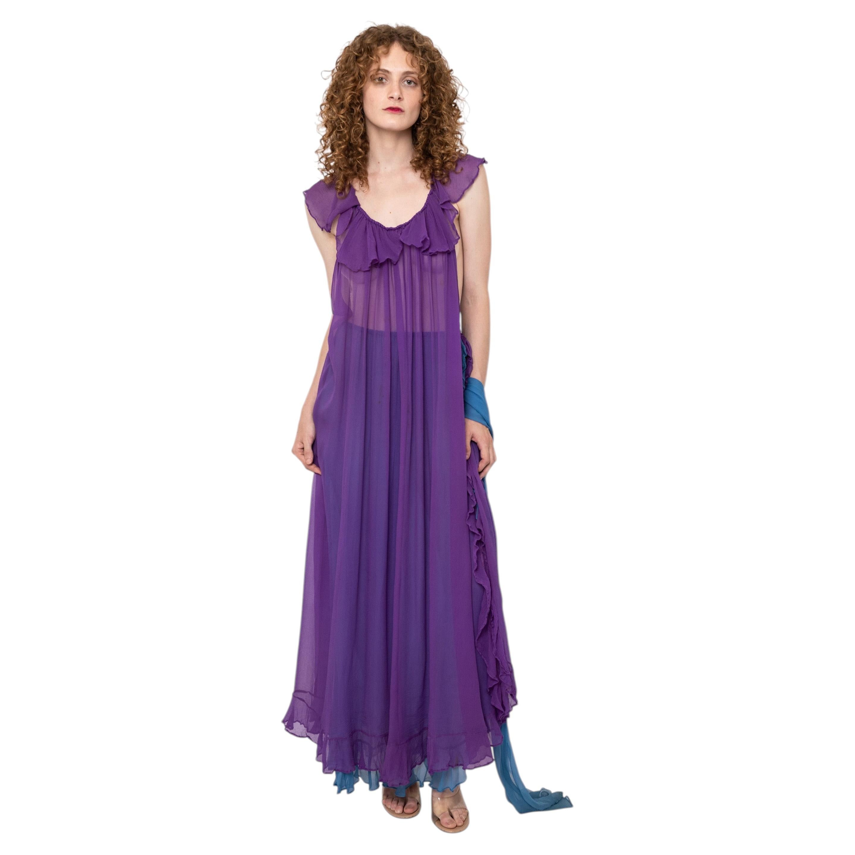 Saint Laurent Rive Gauche Chiffonkleid aus den 1980er Jahren