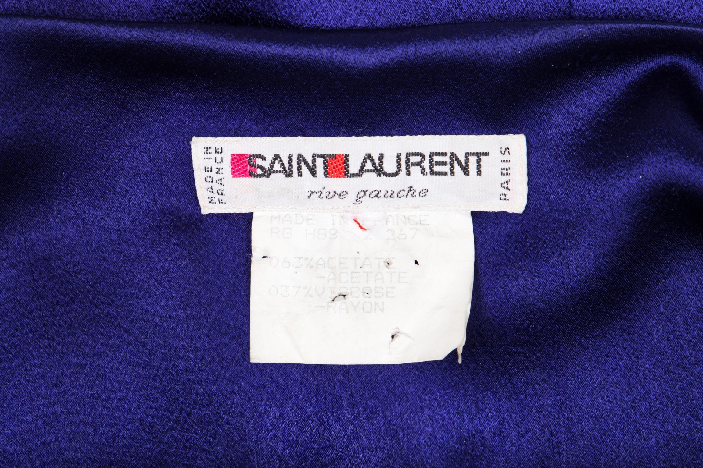 Saint Laurent Rive Gauche A/W 1988 Runway Blue Satin Cocktail Dress  For Sale 1