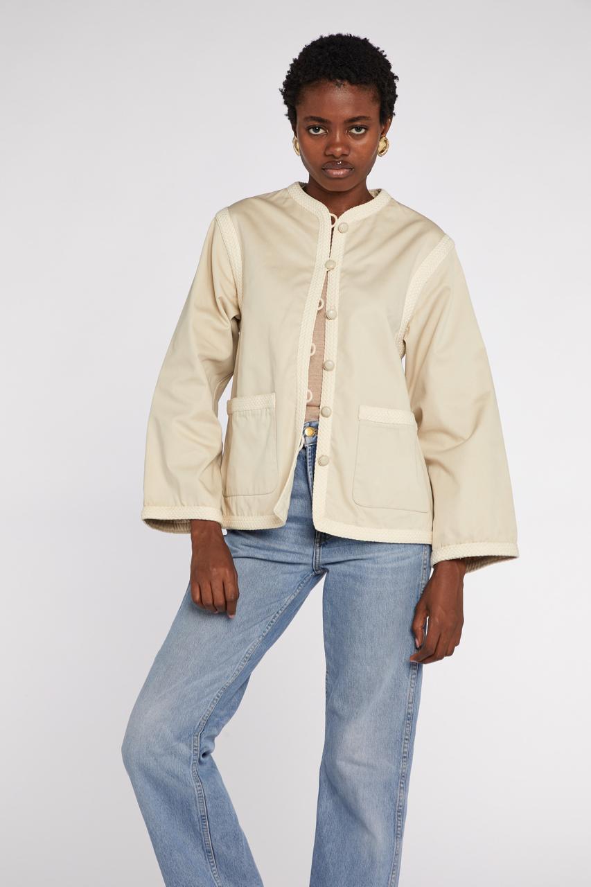 Saint Laurent Rive Gauche Giacca di cotone beige P/E 1977 In condizioni ottime in vendita a London, GB