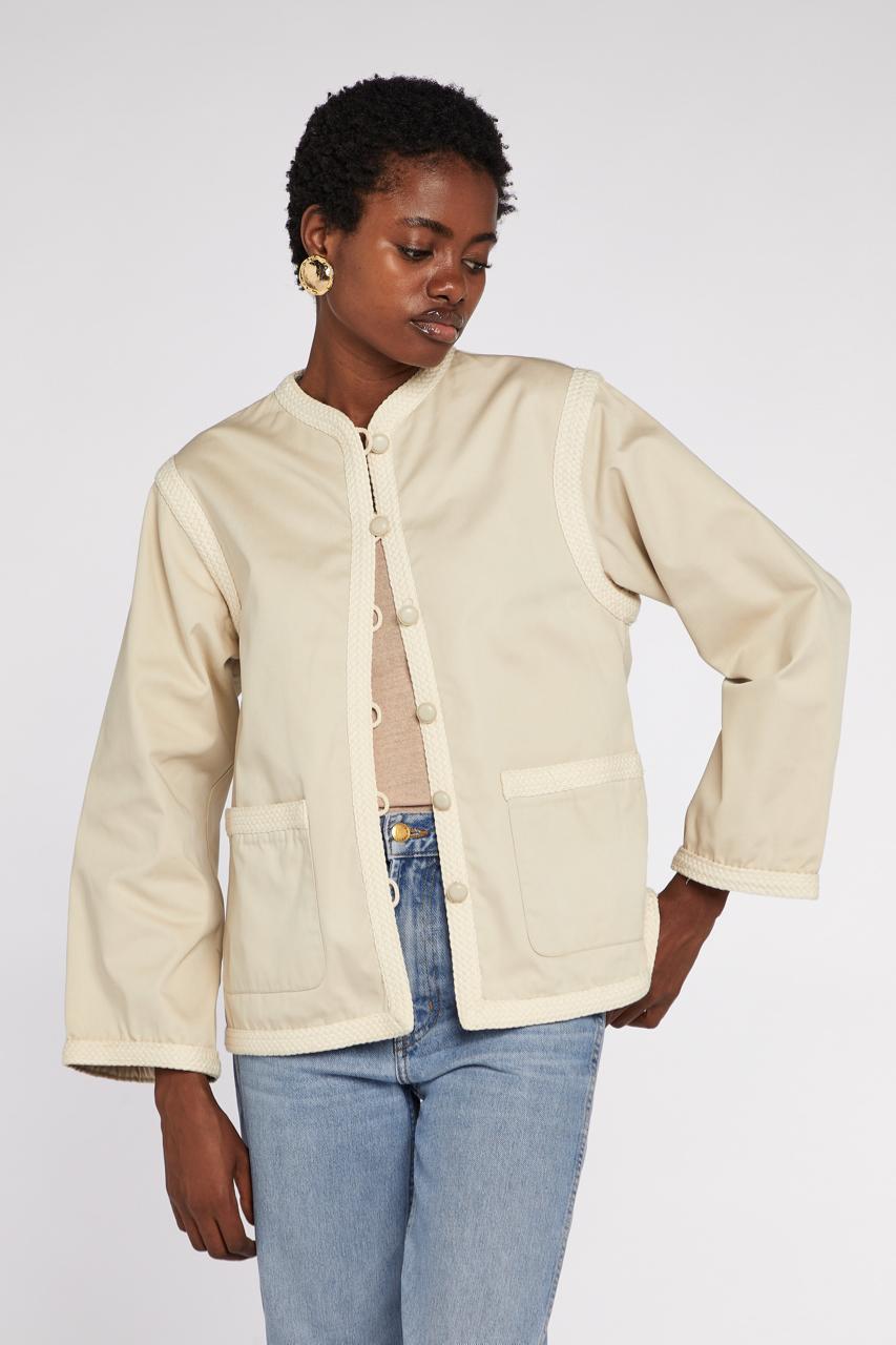 Saint Laurent Rive Gauche Giacca di cotone beige P/E 1977 in vendita 2