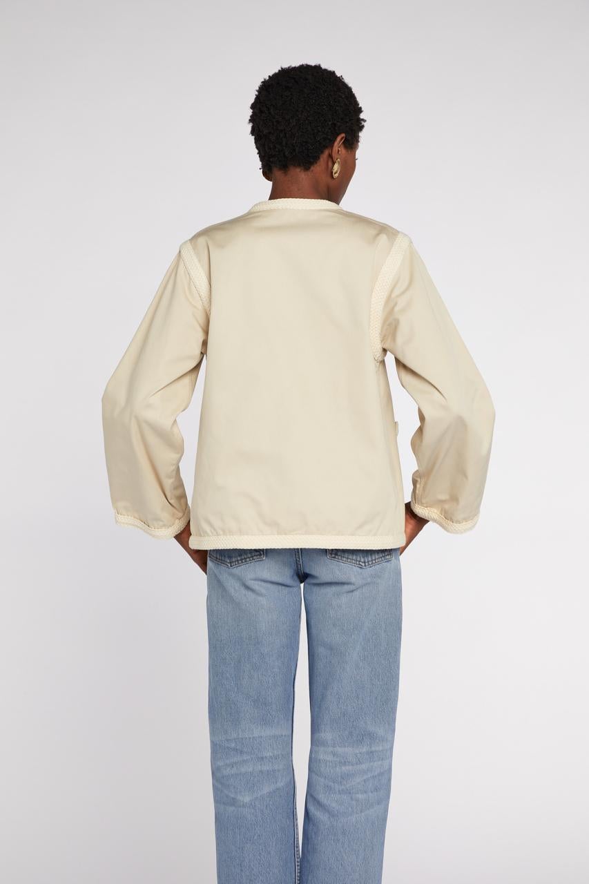 Saint Laurent Rive Gauche Giacca di cotone beige P/E 1977 in vendita 4