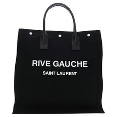 Saint Laurent Rive Gauche Black Canvas Tote Bag (631682)
