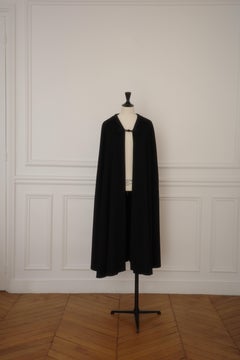 SAINT LAURENT Rive Gauche — Black Cape, c. 1970s