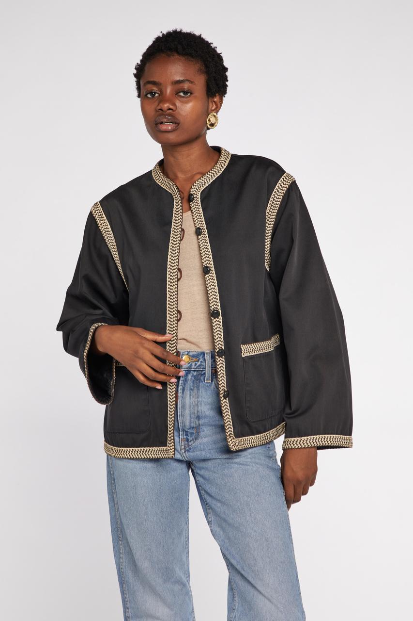 Saint Laurent Rive Gauche Black Cotton Jacket S/S 1977 For Sale 3