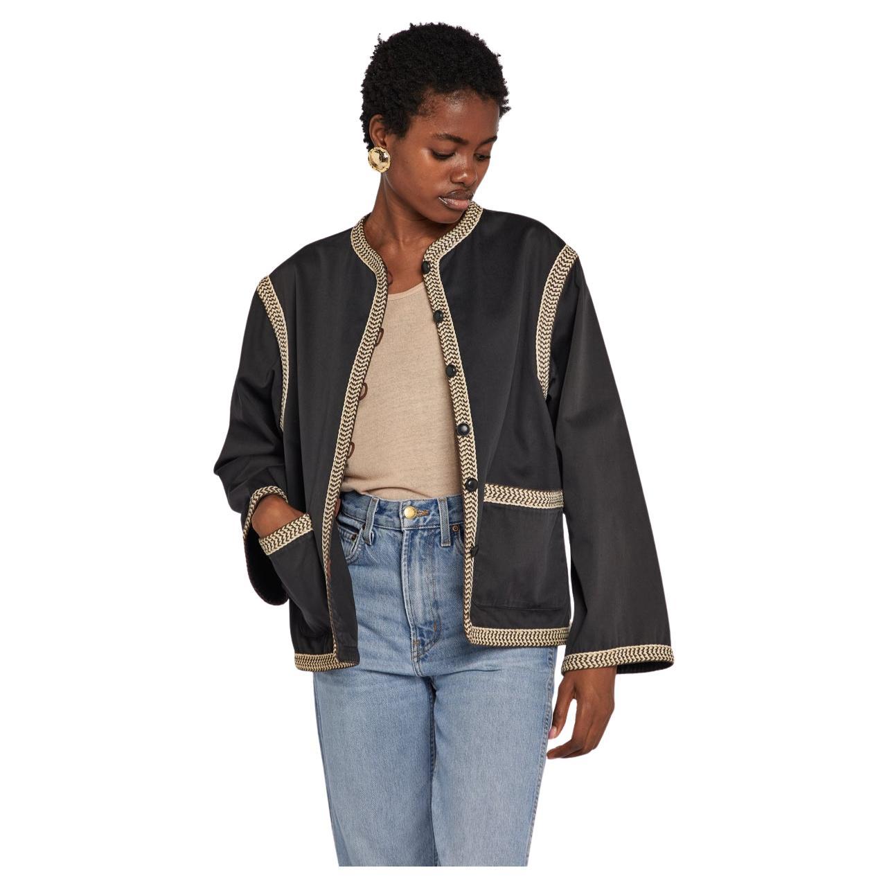 Saint Laurent Rive Gauche Black Cotton Jacket S/S 1977 For Sale