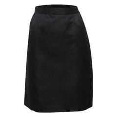 Saint Laurent Rive Gauche Black Silk Satin Skirt