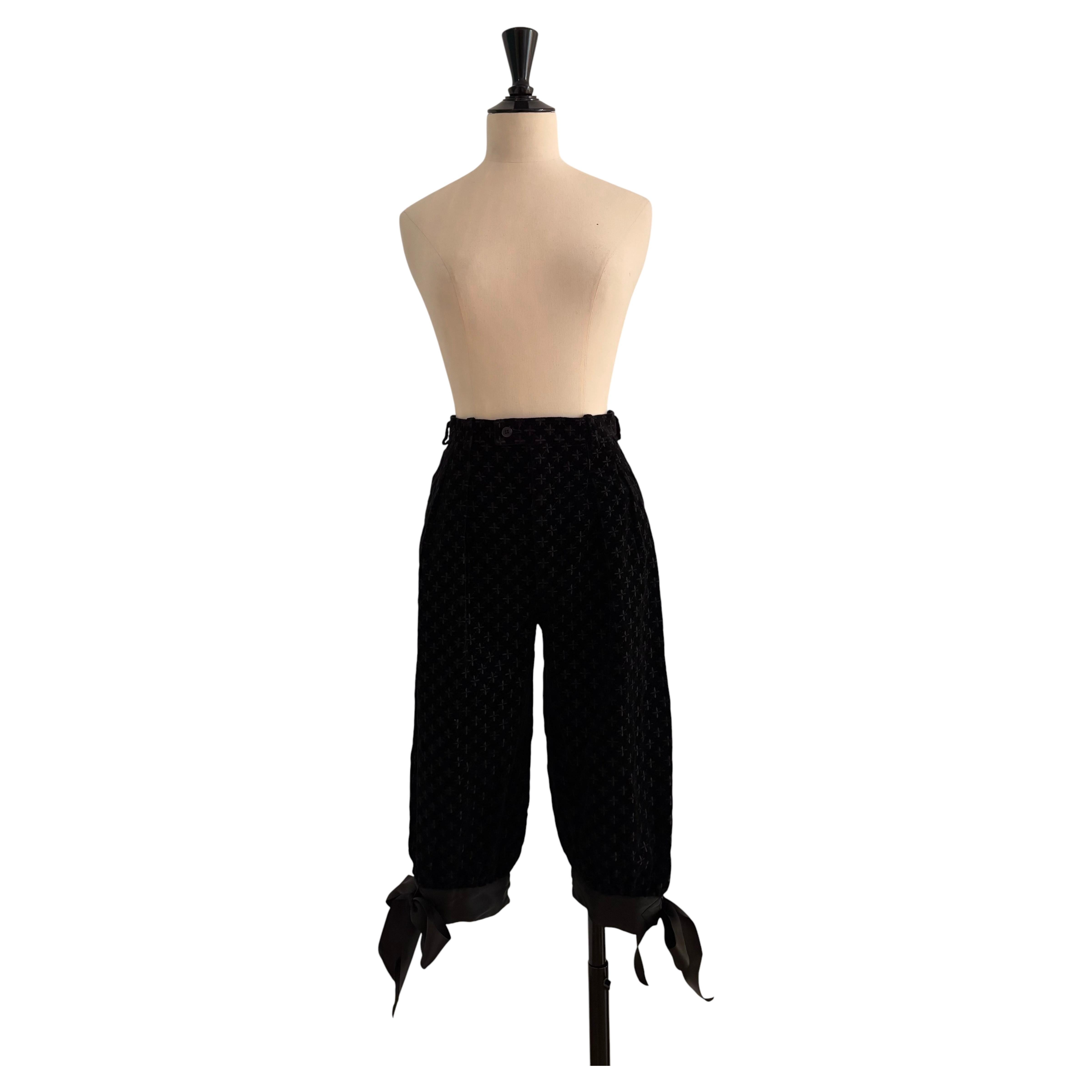Pantalon capri en velours noir Saint Laurent Rive Gauche - 1979