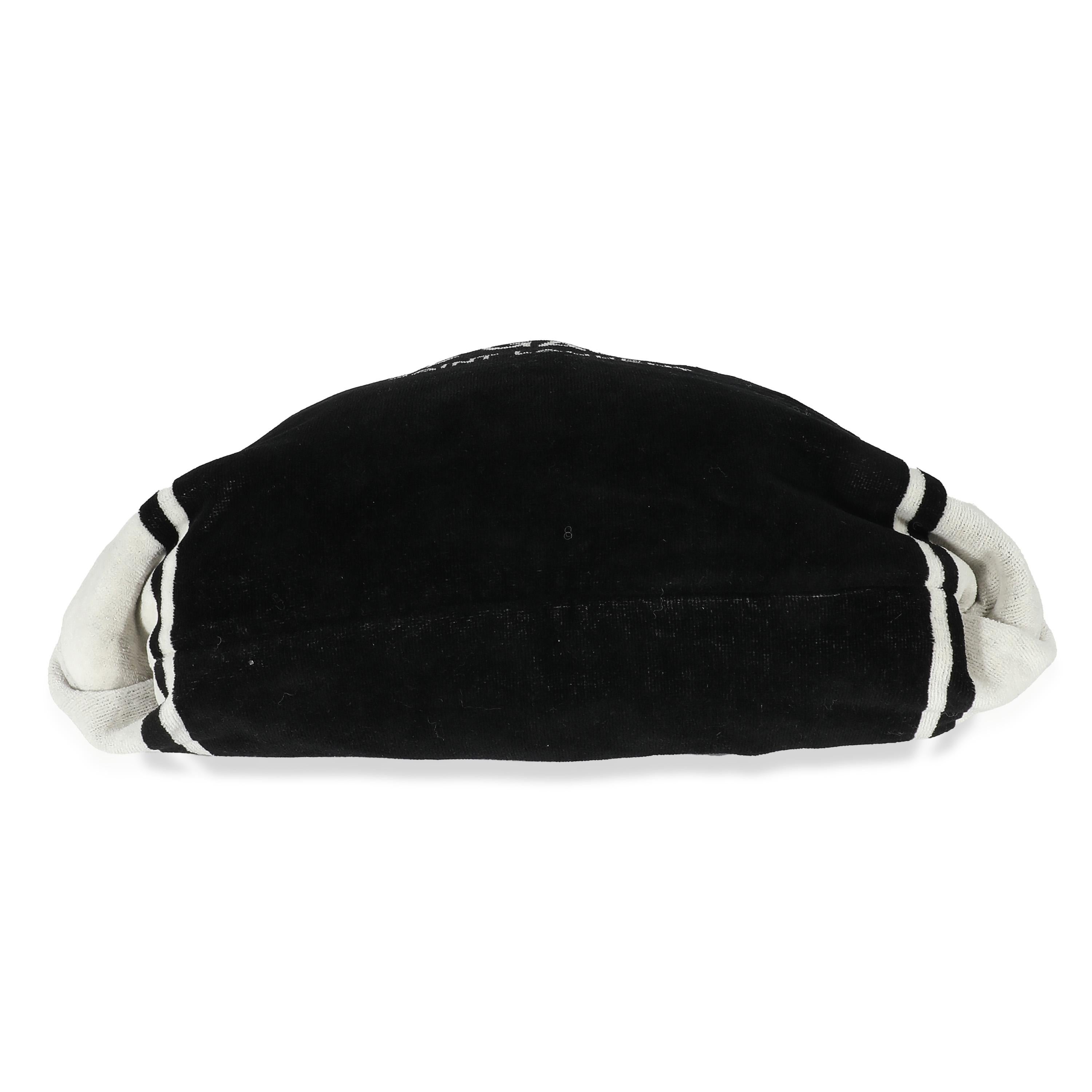 Saint Laurent Rive Gauche Black White Terry Cloth Beach Towel Tote For Sale 1