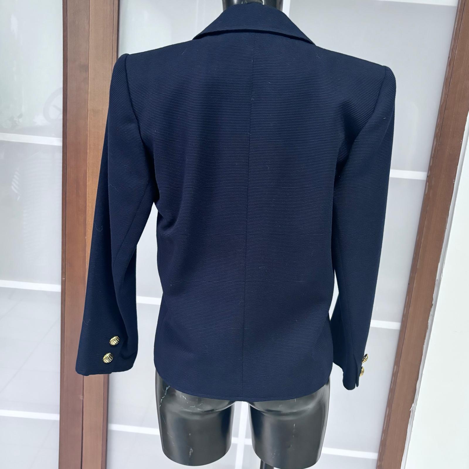 Black Saint Laurent Rive Gauche vintage 1980 blazer croisé en laine bleu marine c en vente