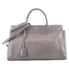 Saint Laurent Rive Gauche Cabas Crocodile Embossed Leather Medium