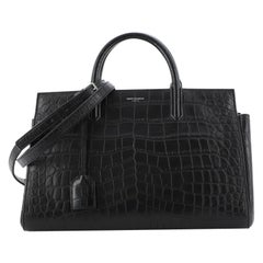 Saint Laurent Rive Gauche Cabas Crocodile Embossed Leather Small