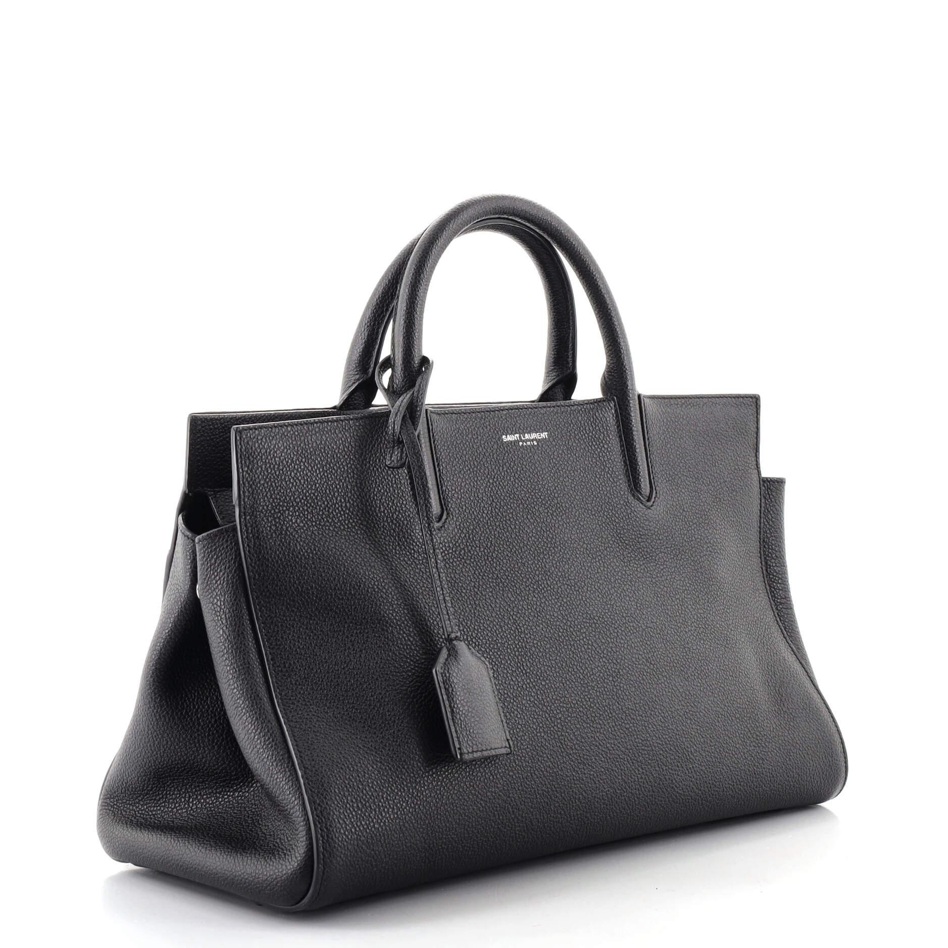 Saint Laurent Rive Gauche Cabas Leder Klein (Schwarz)
