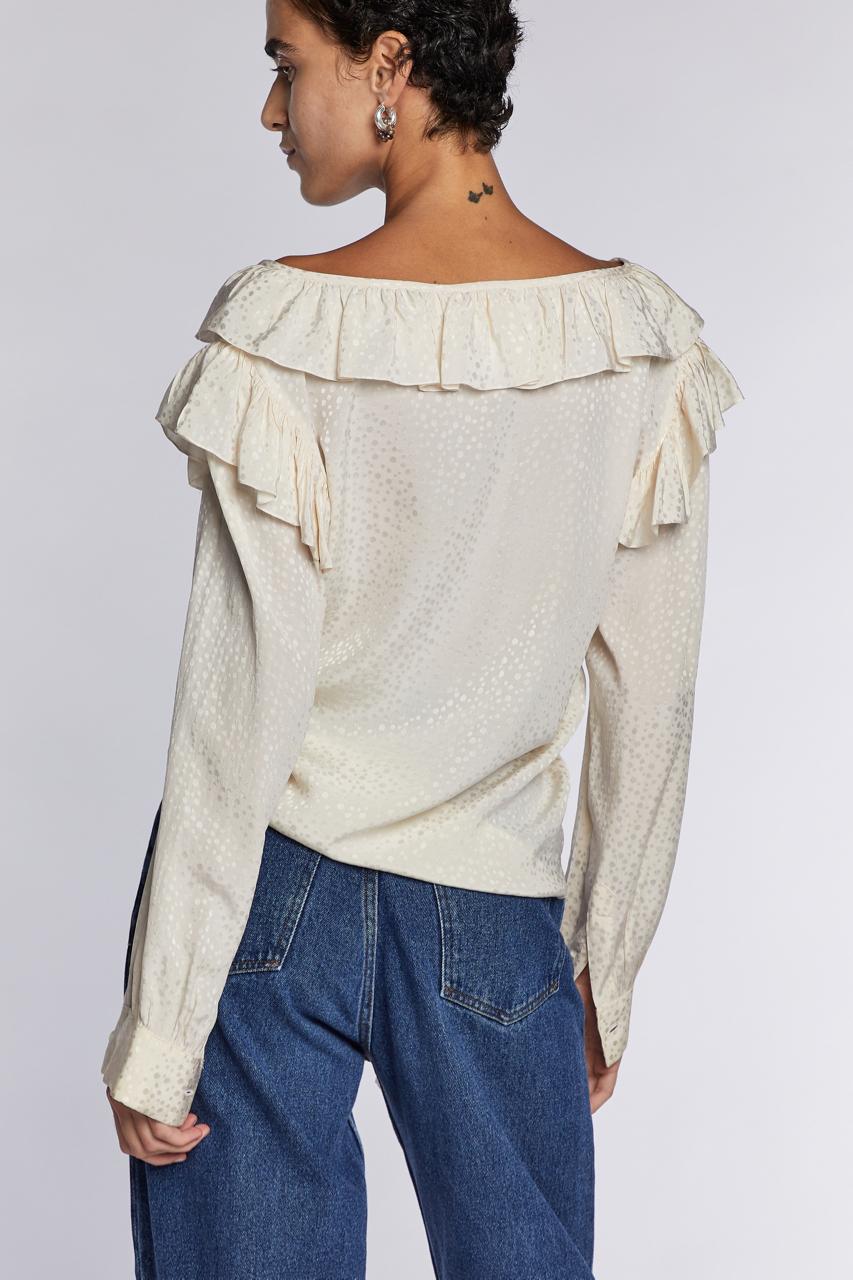 Saint Laurent Camicetta di seta crema Rive Gauche 1970s in vendita 3