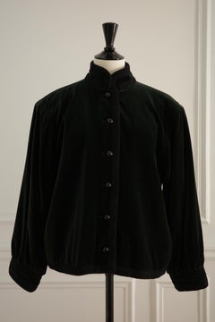Saint Laurent Rive Gauche – Dunkelgrüne Samtjacke aus den 1970er Jahren