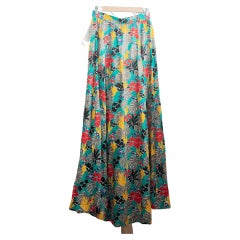 Saint Laurent Rive Gauche early 1980's botanical pattern A line maxi gipsy skirt