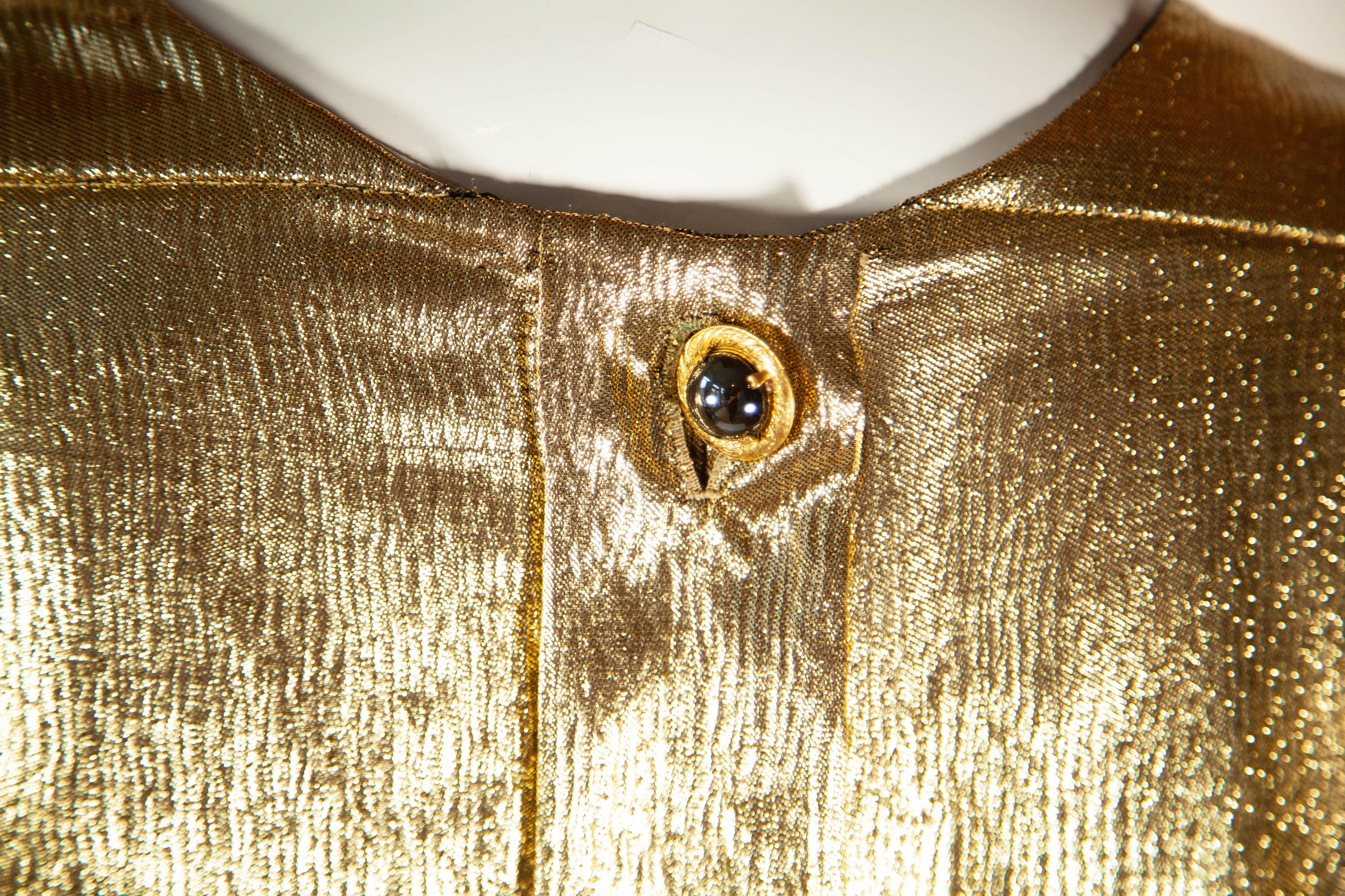 Women's Saint Laurent Rive Gauche Gold Lamé Top