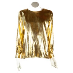 Saint Laurent Rive Gauche Gold Lamé Top