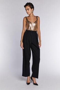 Saint Laurent Rive Gauche Gold Sequin Le Smoking Trousers 1980s