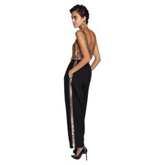 Pantalones Saint Laurent Rive Gauche Lentejuelas doradas Le Smoking Años 80