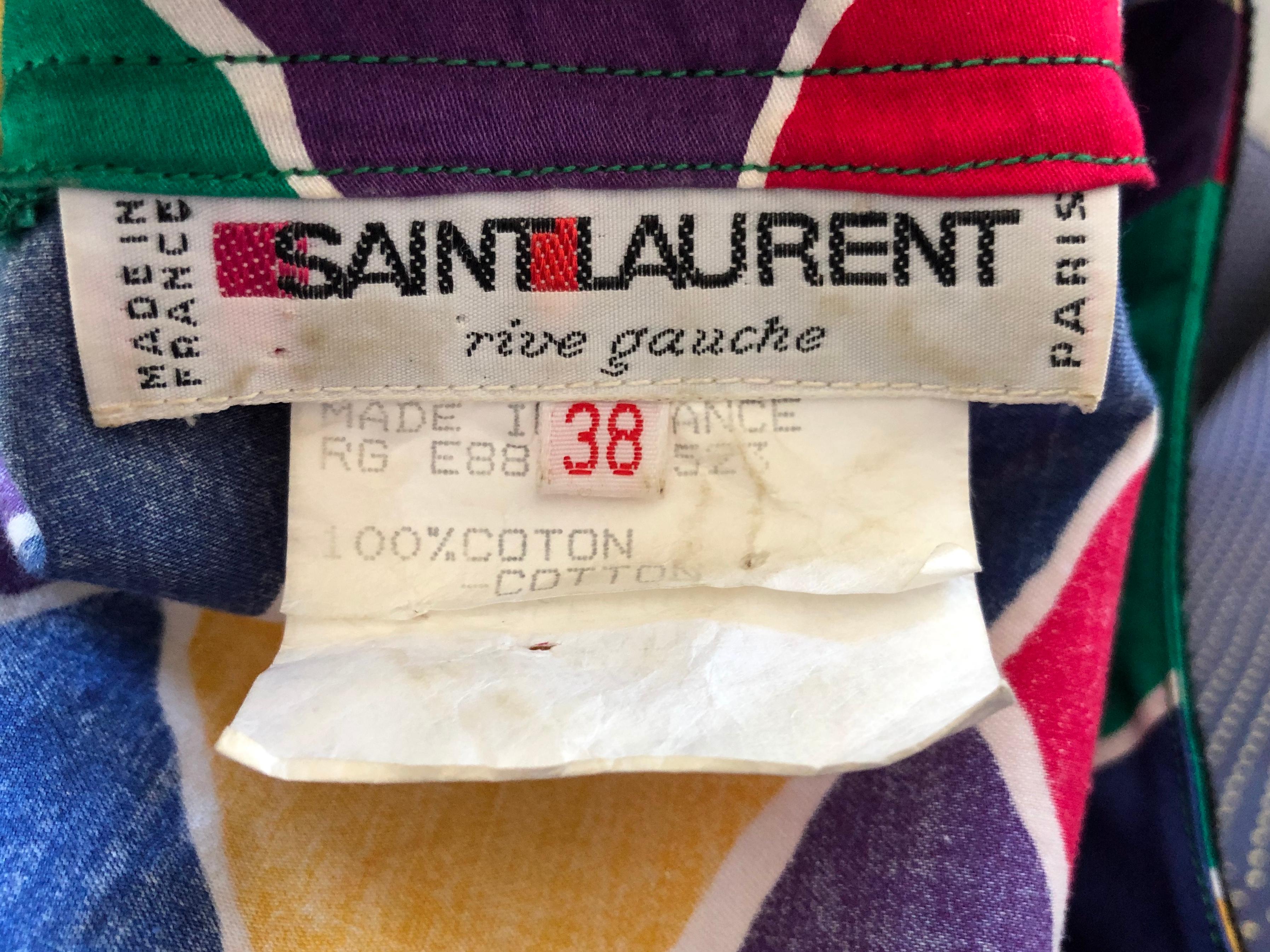 Saint Laurent Rive Gauche Ikonisches Baumwollkleid mit Harlekin-Muster Frühjahr 1988 im Angebot 6