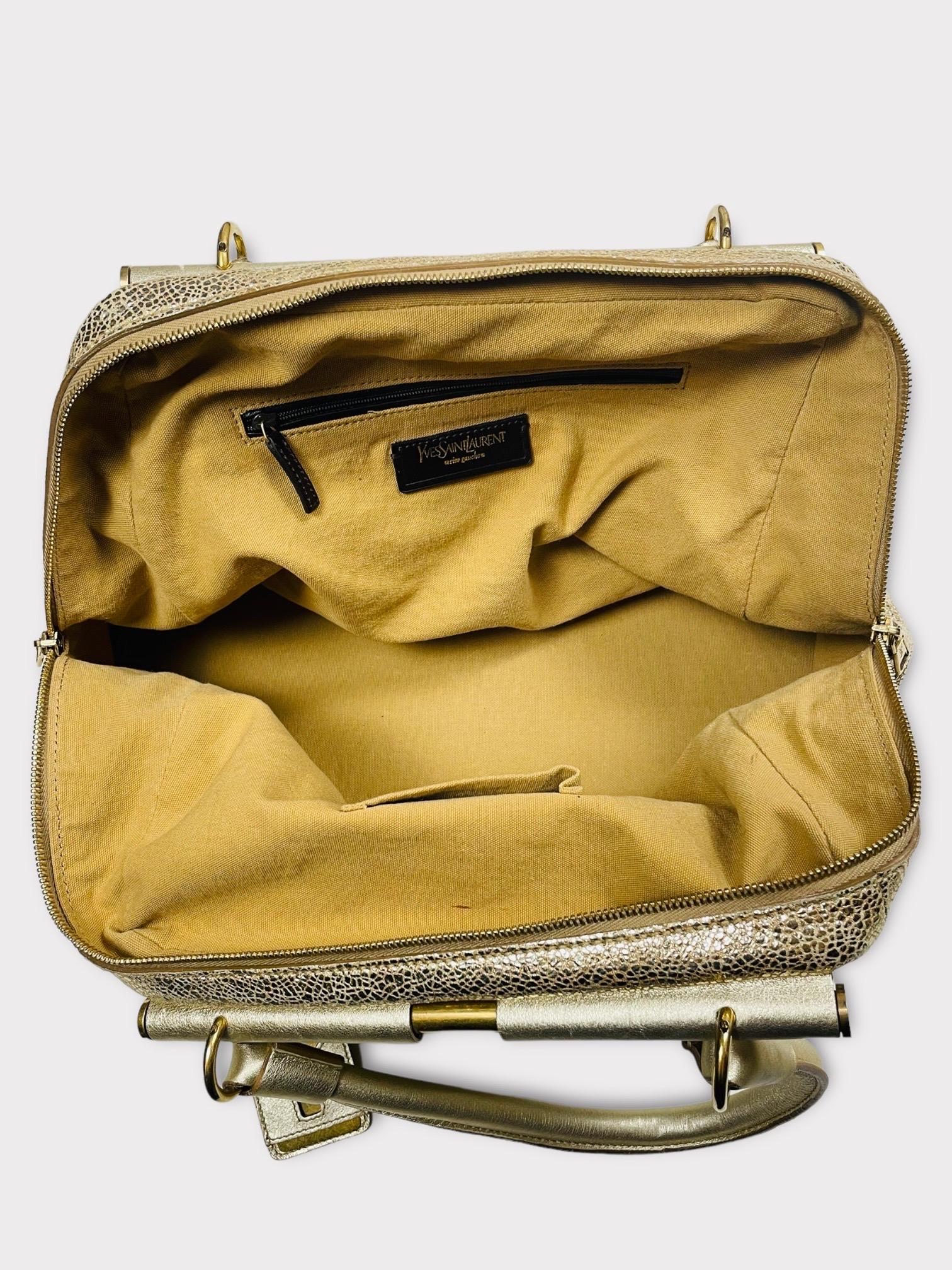 Saint Laurent Rive Gauche Metallic Gold Leather Medium Majorelle Tote Bag For Sale 1