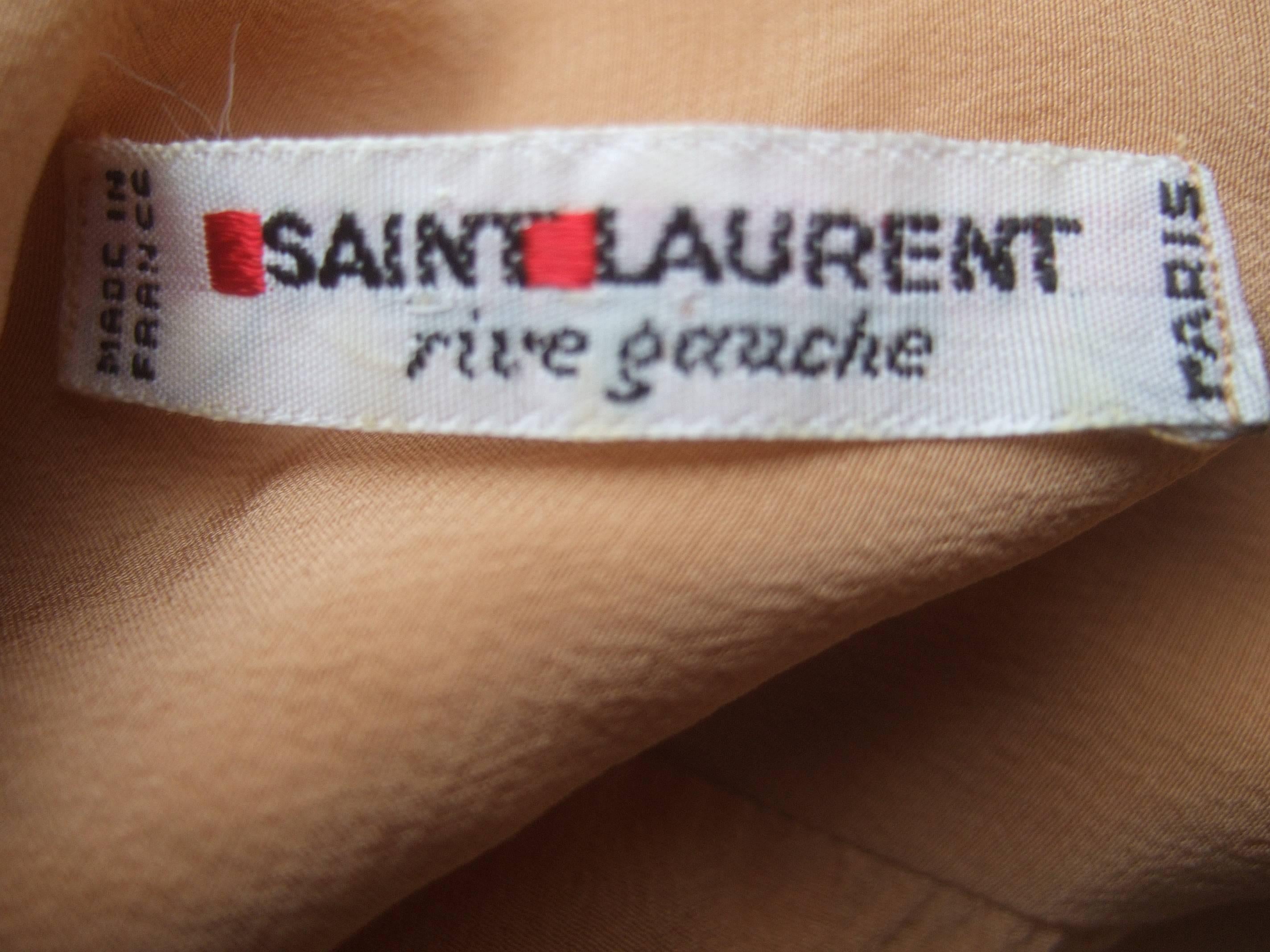 Saint Laurent Rive Gauche Peach Silk Blouse c 1970s  4
